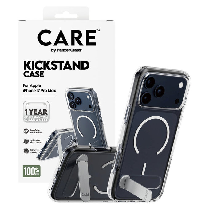 Caz Kickstand pentru iPhone 17 Pro Max, transparent, PanzerGlass