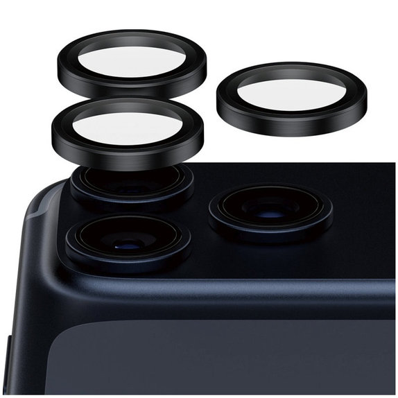 Protecție lentilă Hoops Ceramic II pentru iPhone 17 Pro Max/17 Pro/16 Pro Max/16 Pro, negru, PanzerGlass