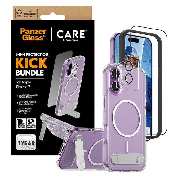 Bundle 3 în 1 Kick pentru iPhone 17, PanzerGlass