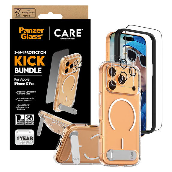Bundle 3 în 1 Kick pentru iPhone 17 Pro, PanzerGlass