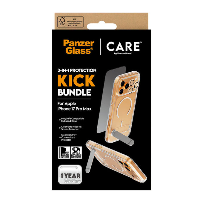 Bundle 3 în 1 Kick pentru iPhone 17 PMax, PanzerGlass