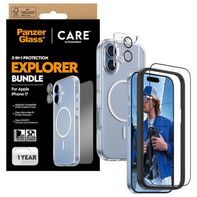 Bundle 3 în 1 Explorer pentru iPhone 17, PanzerGlass