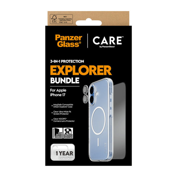 Bundle 3 în 1 Explorer pentru iPhone 17, PanzerGlass