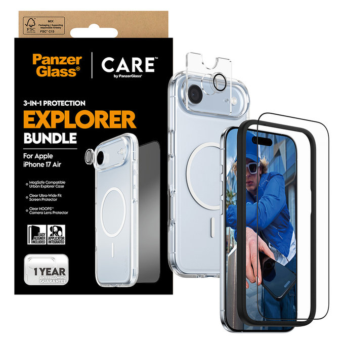 Bundle 3 în 1 Explorer pentru iPhone Air, PanzerGlass