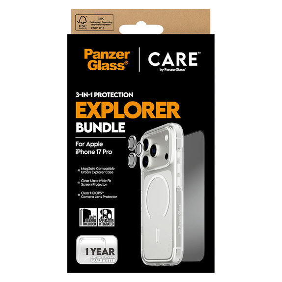 Bundle 3 în 1 Explorer pentru iPhone 17 Pro, PanzerGlass