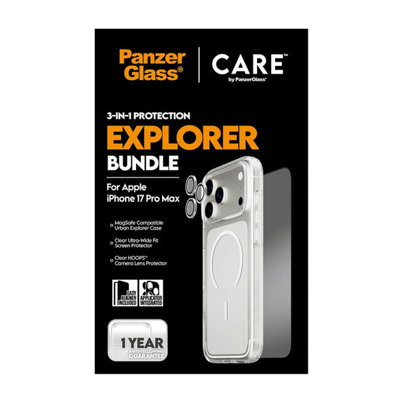 Bundle 3 în 1 Explorer pentru iPhone 17 PMax, PanzerGlass