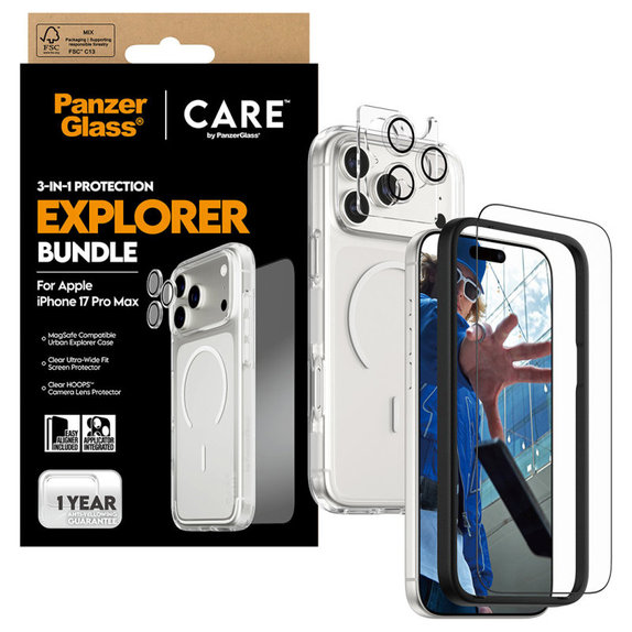 Bundle 3 în 1 Explorer pentru iPhone 17 PMax, PanzerGlass
