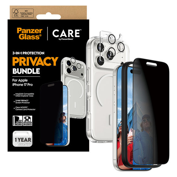 Bundle 3 în 1 Privacy pentru iPhone 17 Pro, PanzerGlass