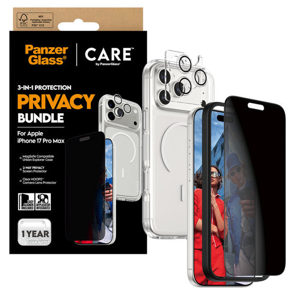 Bundle 3 în 1 Privacy pentru iPhone 17 PMax, PanzerGlass