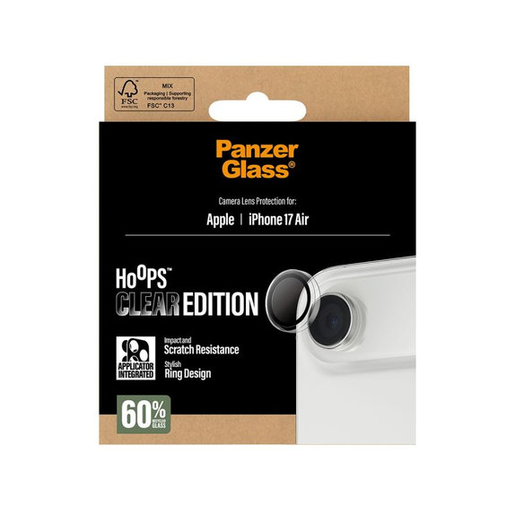 PanzerGlass - Capac de protecție a obiectivul camerei Hoops pentru iPhone 17 Air, transparent
