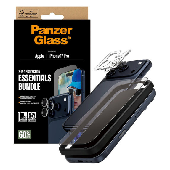 Bundle Essentials 2 în 1 pentru iPhone 17 Pro, PanzerGlass