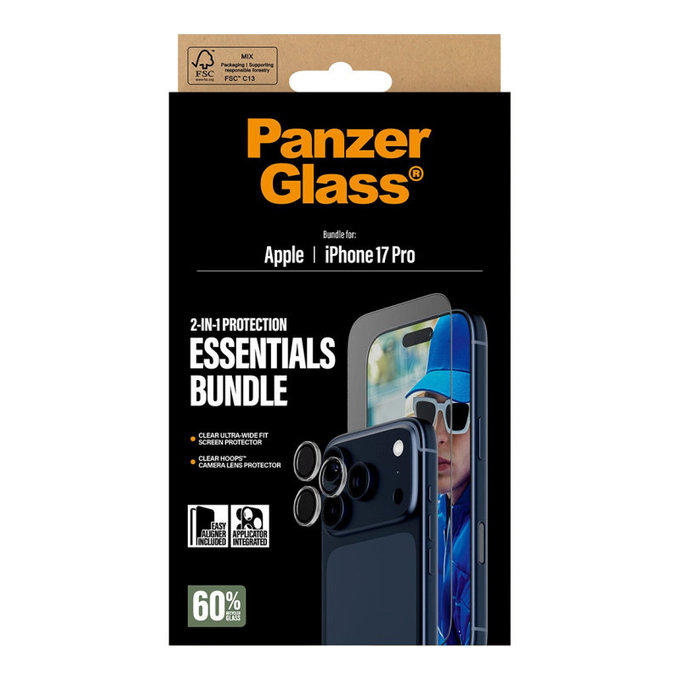 Bundle Essentials 2 în 1 pentru iPhone 17 Pro, PanzerGlass