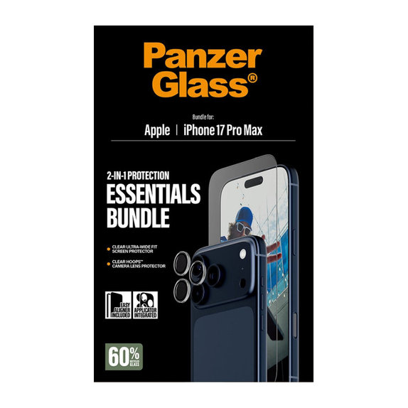 Bundle Essentials 2 în 1 pentru iPhone 17 PMax, PanzerGlass