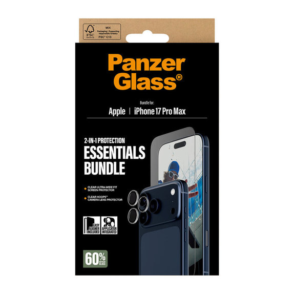 Bundle Essentials 2 în 1 pentru iPhone 17 PMax, PanzerGlass