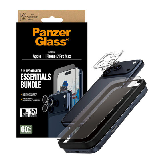 Bundle Essentials 2 în 1 pentru iPhone 17 PMax, PanzerGlass