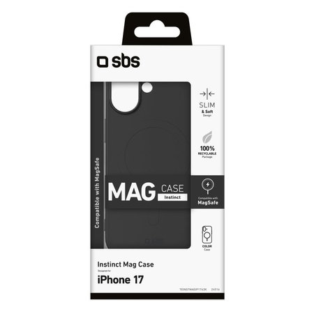 SBS - Husă Instinct Mag compatibilă cu MagSafe pentru iPhone 17, negru