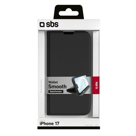 SBS - Husă Book Wallet Smooth pentru iPhone 17, negru