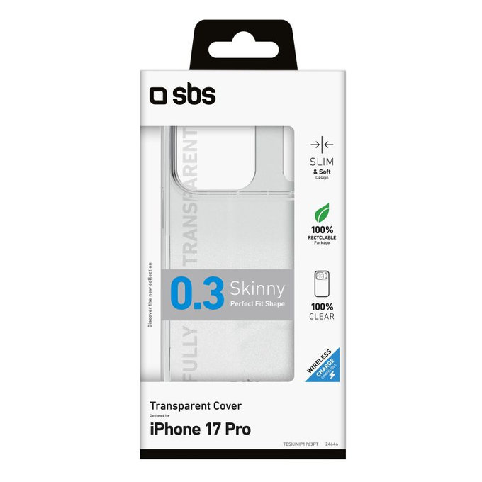 SBS - Husă Skinny pentru iPhone 17 Pro, transparentă