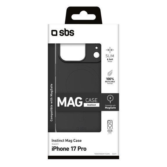 SBS - Husă Instinct Mag compatibilă cu MagSafe pentru iPhone 17 Pro, negru