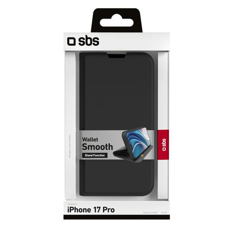 SBS - Husă Book Wallet Smooth pentru iPhone 17 Pro, negru