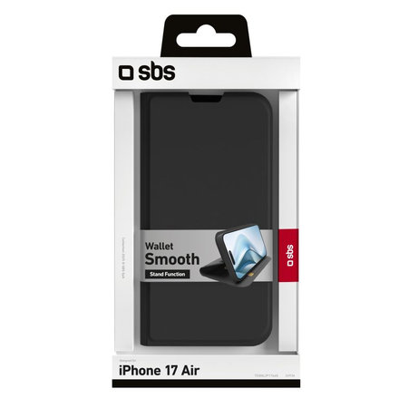 SBS - Husă Book Wallet Smooth pentru iPhone 17 Air, negru