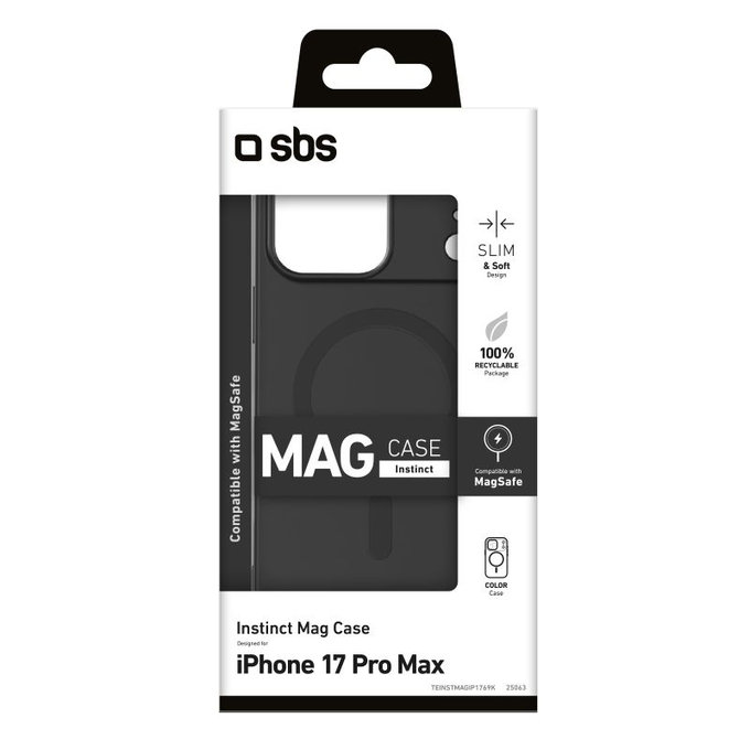 SBS - Husă Instinct Mag compatibilă cu MagSafe pentru iPhone 17 Pro Max, negru