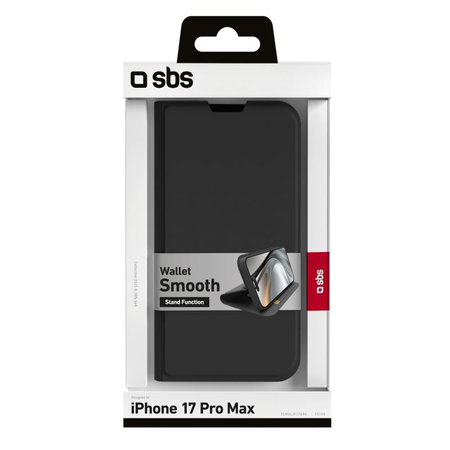 SBS - Husă Book Wallet Smooth pentru iPhone 17 Pro Max, negru