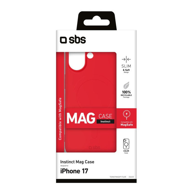 SBS - Husă Instinct Mag compatibilă cu MagSafe pentru iPhone 17, roșu