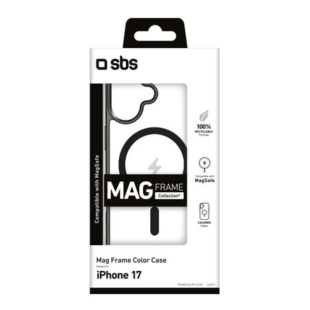 SBS - Husă Mag Frame compatibilă cu MagSafe pentru iPhone 17, negru