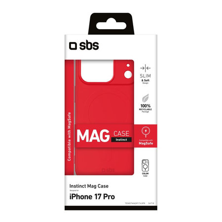 SBS - Husă Instinct Mag compatibilă cu MagSafe pentru iPhone 17 Pro, roșu