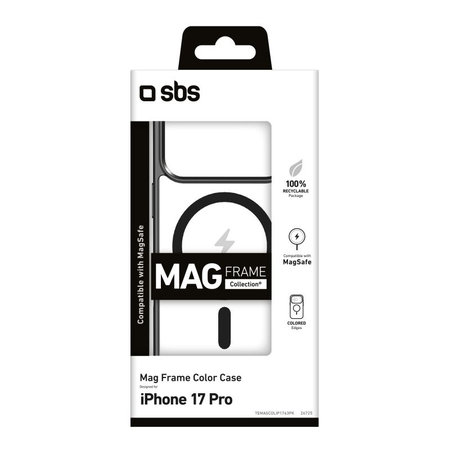 SBS - Husă Mag Frame compatibilă cu MagSafe pentru iPhone 17 Pro, negru