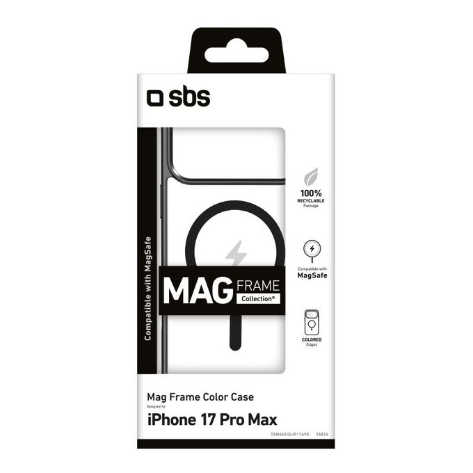 SBS - Husă Mag Frame compatibilă cu MagSafe pentru iPhone 17 Pro Max, negru