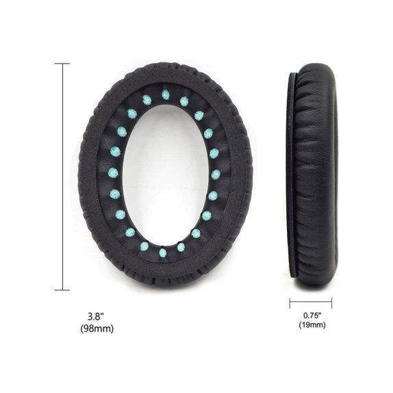 Perne de schimb pentru Bose QC25, QC35, QC45, Spumă cu memorie + piele PU, Negru, Gel răcoritor, 1 pereche
