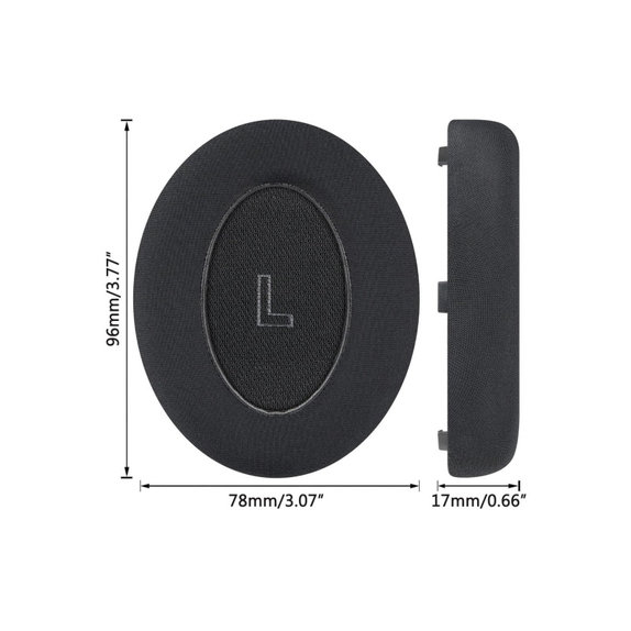 Perne de schimb pentru Bose QC Ultra, Spumă cu memorie + Textil + Piele, Negru, Gel răcoritor, 1 pereche