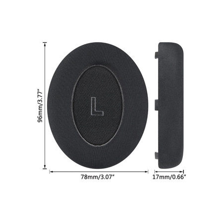 Perne de schimb pentru Bose QC Ultra, Spumă cu memorie + Textil + Piele, Negru, Gel răcoritor, 1 pereche