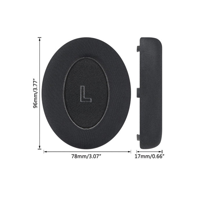 Perne de schimb pentru Bose QC Ultra, Spumă cu memorie + Textil + Piele, Negru, Gel răcoritor, 1 pereche