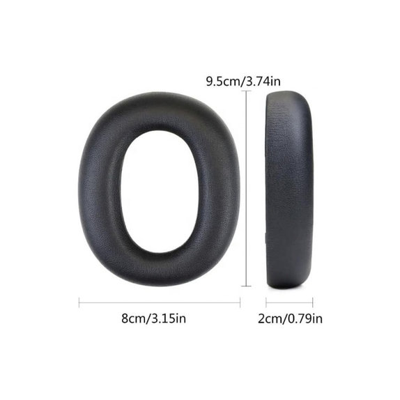 Perne de schimb pentru Edifier W860NB Pro, WH950NB, Spumă cu memorie + Piele, Negru, 1 pereche
