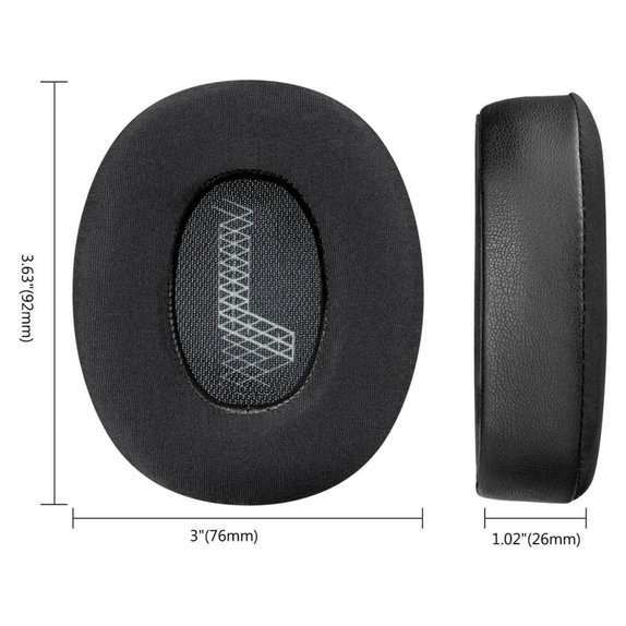 Perne de schimb pentru JBL Live 650, 660, E65, Spumă cu memorie + Piele + Textil, Negru, Gel răcoritor, 1 pereche