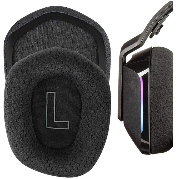 Perne de schimb pentru Logitech G335, G733, Spumă cu memorie + Textil, Negru, 1 pereche