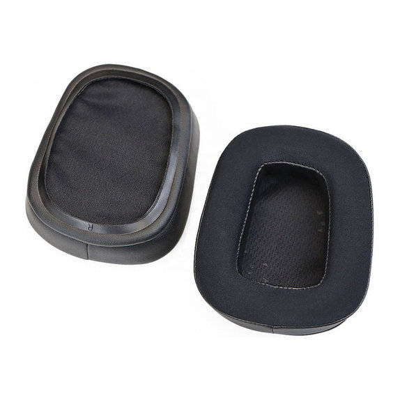 Perne de schimb pentru Logitech G633 Artemis, G933 Artemis, Spumă cu memorie + Textil + Piele, Negru, Gel răcoritor, 1 pereche