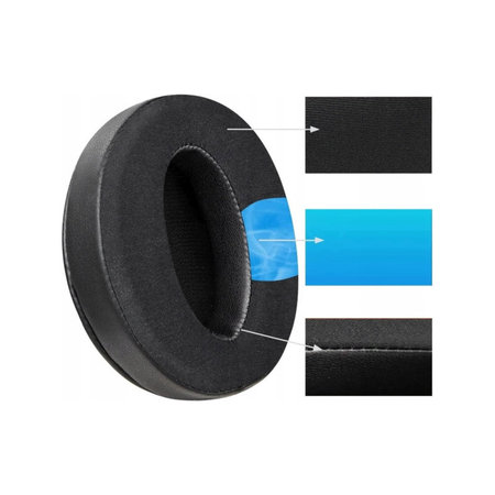 Perne de schimb pentru Sennheiser HD4.50, Spumă cu memorie + Textil + Piele, Negru, Gel răcoritor, 1 pereche