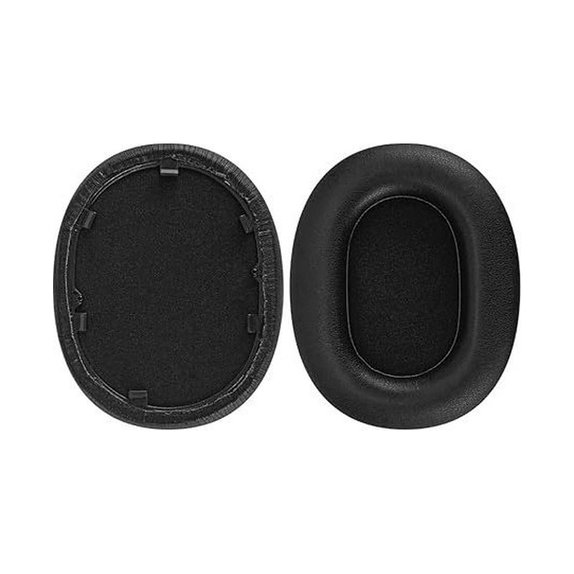 Perne de schimb pentru Sony WH-1000XM5, Spumă cu memorie + Piele, Negru, 1 pereche