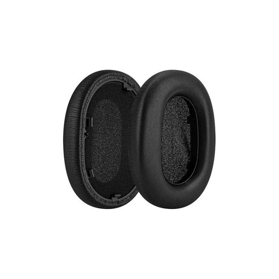 Perne de schimb pentru Sony WH-1000XM5, Spumă cu memorie + Piele, Negru, 1 pereche
