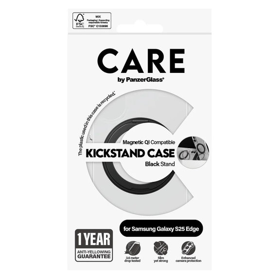 Caz Kickstand pentru Samsung Galaxy S25 Edge, Negru, PanzerGlass