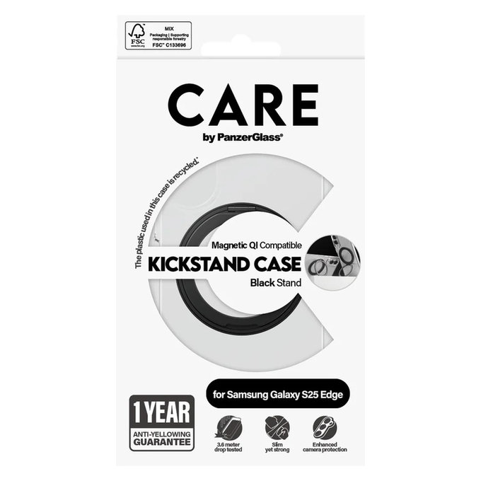 Caz Kickstand pentru Samsung Galaxy S25 Edge, Negru, PanzerGlass