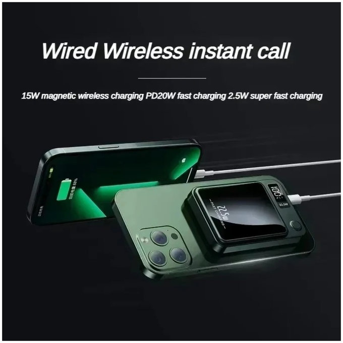 FixPremium - MagSafe PowerBank 5000mAh cu afișaj LED, negru