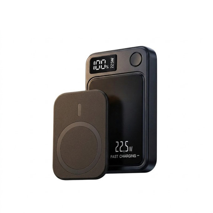 FixPremium - MagSafe PowerBank 5000mAh cu afișaj LED, negru
