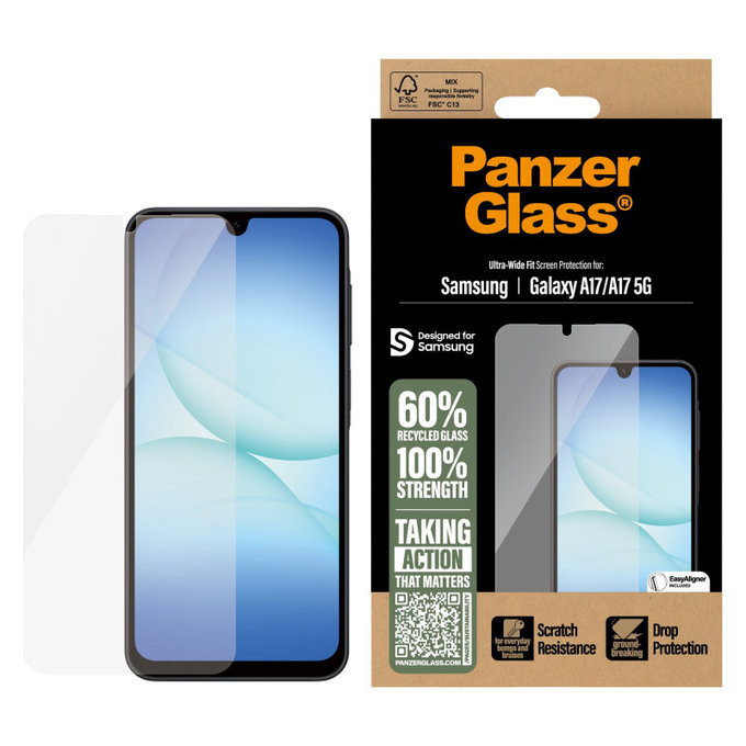 PanzerGlass - Sticlă securizată UWF cu aplicator pentru Samsung Galaxy A17, A17 5G, transparentă