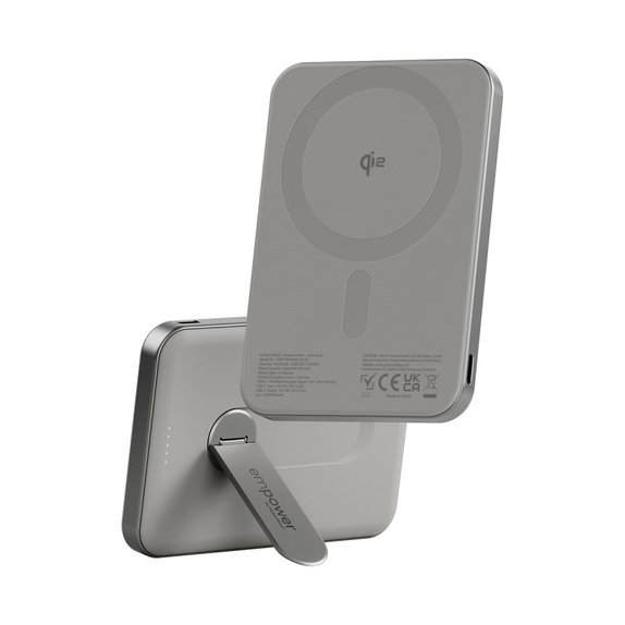 PowerBank wireless 5000 mAh, cu suport rotativ 20 W, compatibilă cu MagSafe, Qi2/USB-C, Titan, empower