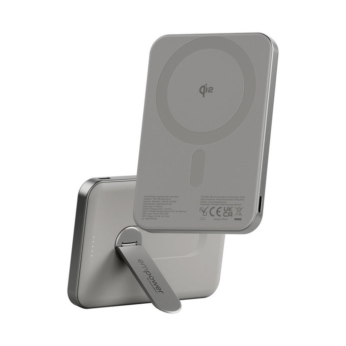 PowerBank wireless 5000 mAh, cu suport rotativ 20 W, compatibilă cu MagSafe, Qi2/USB-C, Titan, empower